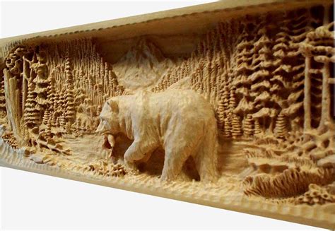 Incredible Relief Carving Carved Mantel Bear Wood Carving Patterns