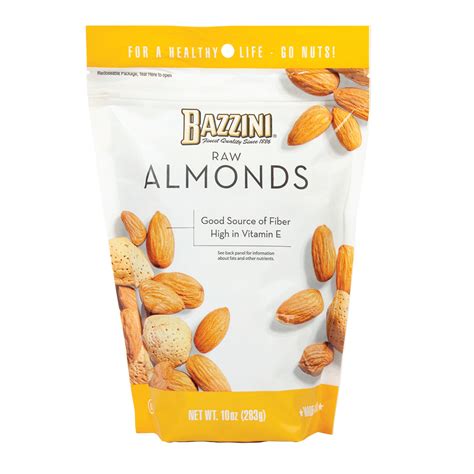 Bazzini Raw Almonds 10 Oz Peg Bag Nassau Candy