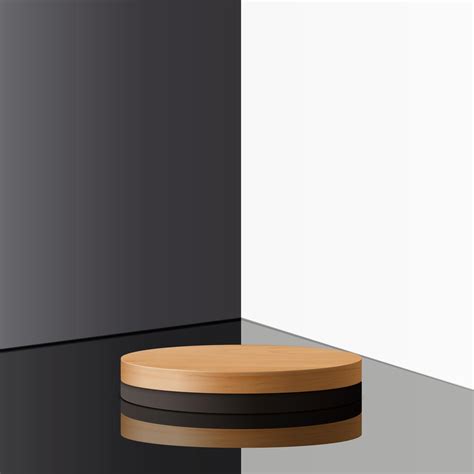 Abstract Minimal Scene With Geometric Forms Cylinder Wood Podium In