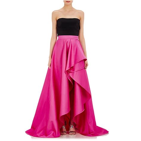 Vintage Fuchsia High Low Taffeta Long Skirts For Elegant Women To