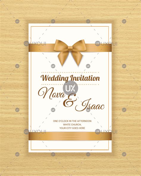 Free invitation card maker & creator online for birthdays, weddings, parties & more. Free retro wedding invitation card template design vector with a ribbon | UXoUI