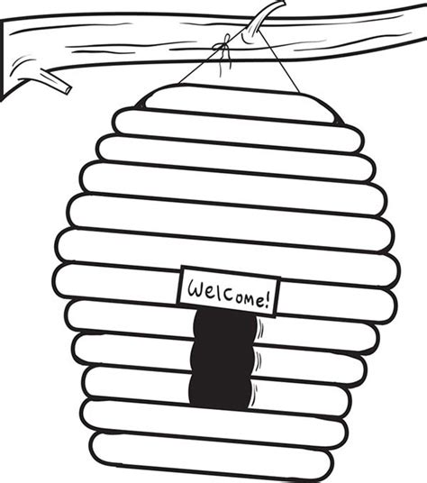 Login to add to favorites. Beehive with Welcome Sign Coloring Page - NetArt