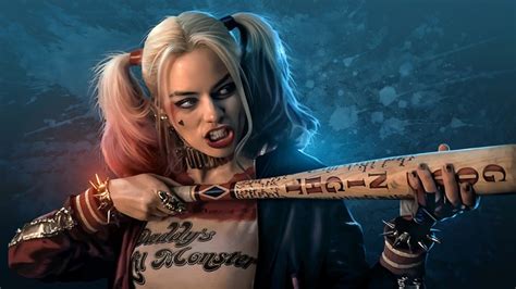 Women Harley Quinn Suicide Squad Pigtails Actress Blonde Baseball