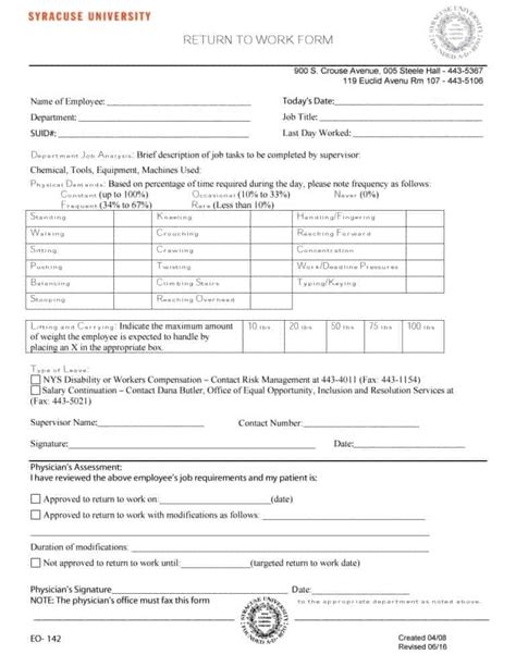 Show a doctor's release form for these illnesses. 44 Return to Work & Work Release Forms - Printable Templates