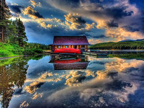 Lake Reflections Lakeshore Serenity Sky Photos