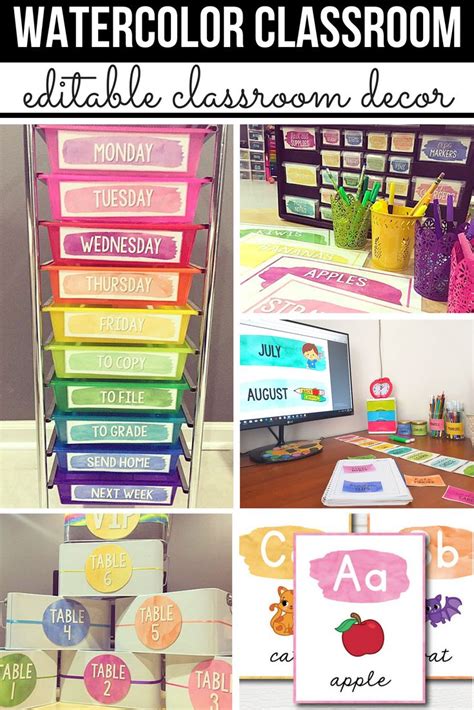 Watercolor Colorful Classroom Decor Classroom Themes Decor Bundles