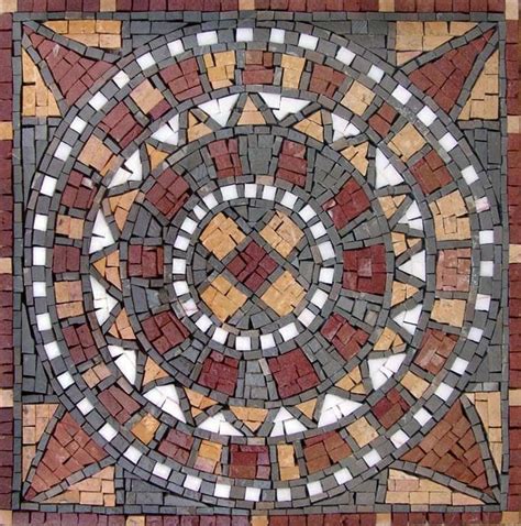 Stone Tile Mosaic Sun Dial Geometric Mozaico