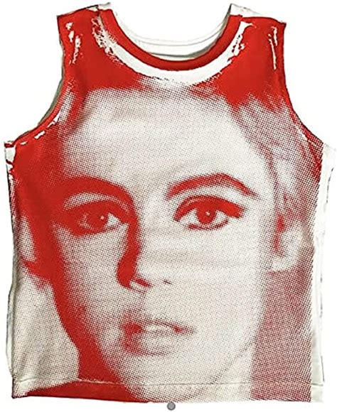 Women E Girls Graphic Tank Tops Vintage 90s Sleeveless Face Portrait Printed Crop Top Y2k