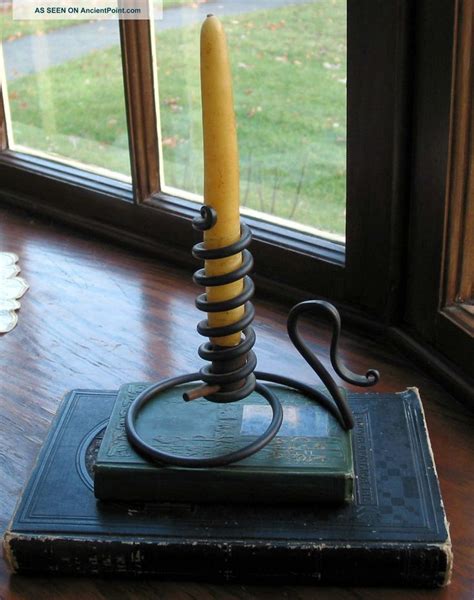 Antique Wrought Iron Spiral Candle Holder Unique With Beeswax Candle