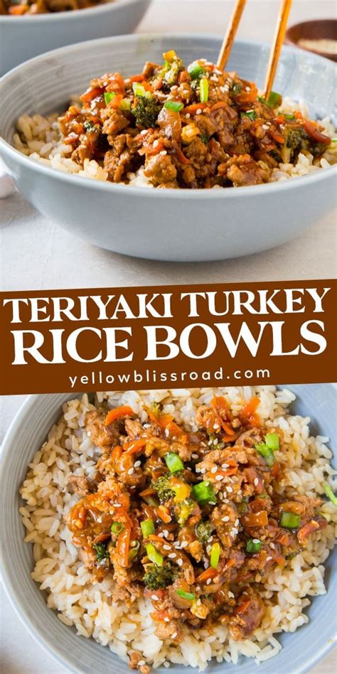 easy ground turkey recipes healthy teriyaki turkey rice bowl