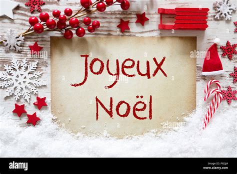 Bright Christmas Decoration Snow Joyeux Noel Means Merry Christmas