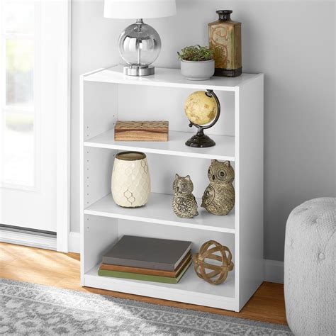 Mainstays 31 3 Shelf Bookcase With Adjustable Shelves White Walmart