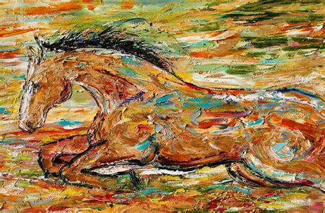 Original Oil Painting Abstract Horse Equine By Karensfineart