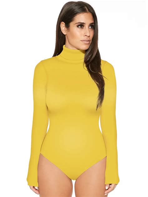 Women Turtleneck Outwear Body Suits Solid Spring Long Sleeve Rompers