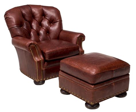 The chair can be tilted and. (2) BROWN LEATHER TUFTED CLUB CHAIR & OTTOMAN - The Crier ...