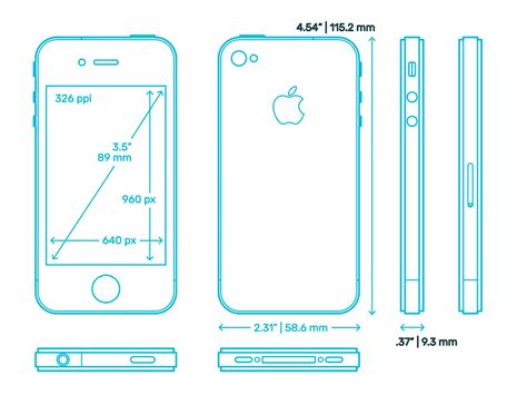 Apple Iphone 4 4th Gen Dimensions And Drawings