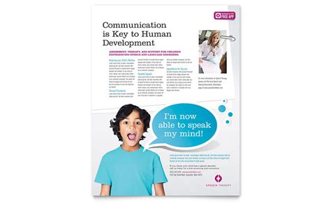 speech therapy education flyer template design
