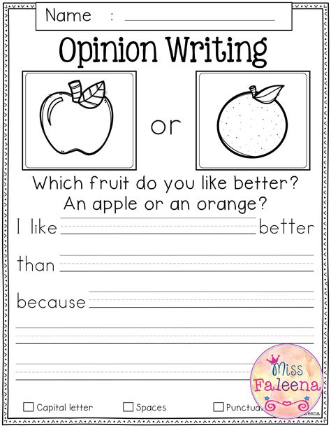 1st Grade Opinion Writing