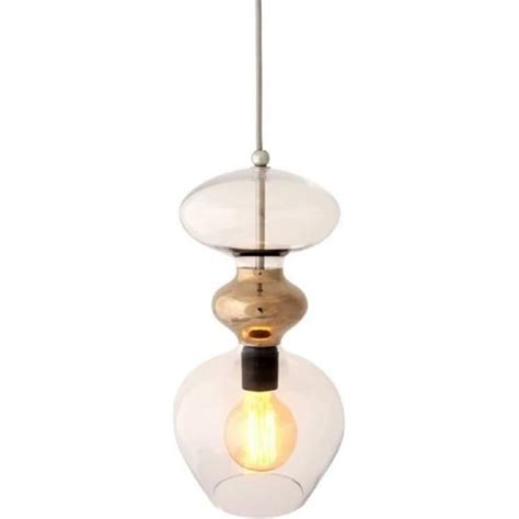 Nordic Design Glass Ceiling Light Shade With Metallic Platinum Detail