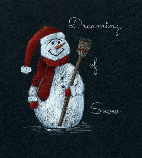 Dreaming Of Snow Snowman With Broom Colored Pencil And