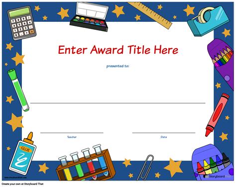 Award Template For Students — Printable Award Certificates Storyboardthat