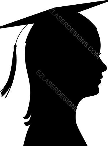 Silhouette happy female graduate holding diploma and texting on. Female Graduate Silhouette: EZ Laser Designs