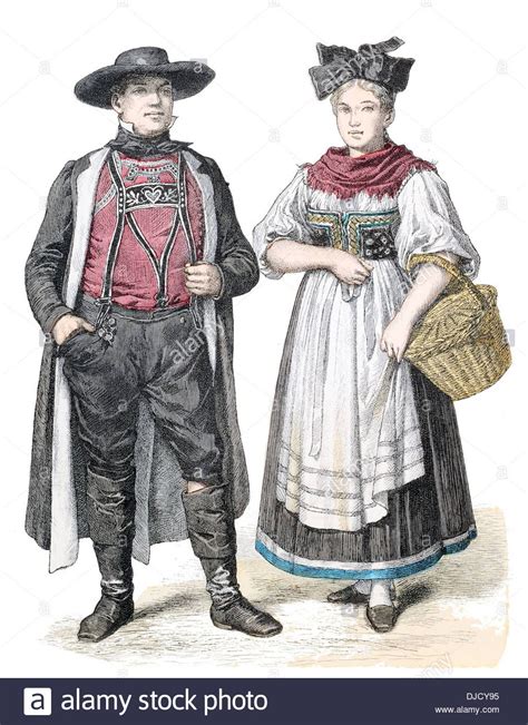 Late 19th Century Xix 1800s Germany Costume Of Hanau Stock Photo