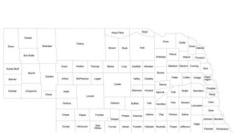 Nebraska County Map With County Names Free Download