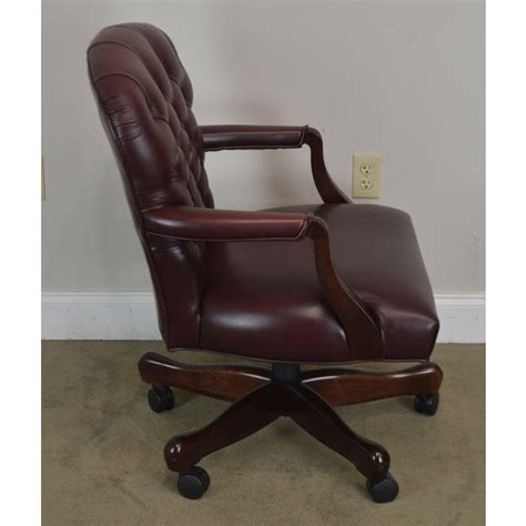 79 off ikea ikea patrik red rolling desk chair chairs. Oxblood Red Leather Tufted Chesterfield Style Executive Office Desk Chair (E) | Chairish