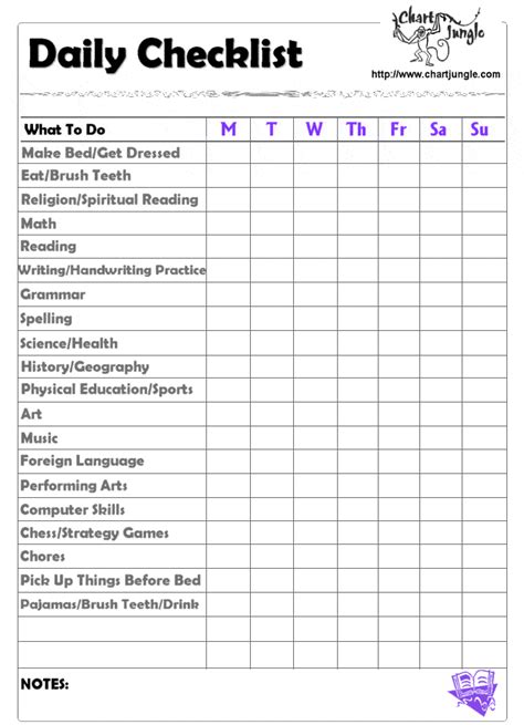 Daily Task Checklist Printable