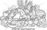 Coloring Fruits Vegetables Book Clipart Fotosearch Clip Cartoon Big Food Group Illustration Csp993 sketch template