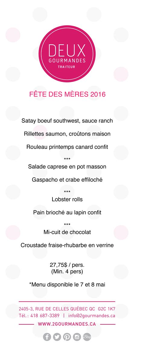 Suivez les conseils de l'express dix pour savoir quel cadeau offrir à votre maman. Fête des mères 2016 - Traiteur Deux Gourmandes Traiteur ...