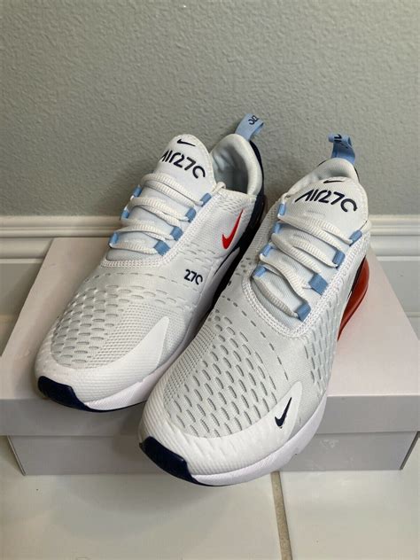 Pre Owned Nike Air Max 270 Shoes Mens 75 Womens 9 White Navy Blue