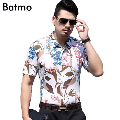Batmo 2017 New Arrival Summer Cotton Printed Casual Short Slevees Shirt Men Fashion Mens Shirt