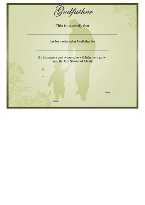 Godfather Certificate Template Printable Pdf Download