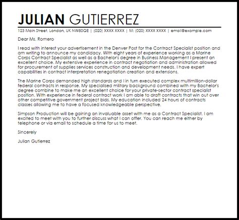 Senior nursing officer about us: Contract Specialist Cover Letter Sample | Cover Letter ...