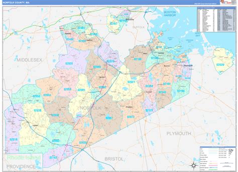 Norfolk County Ma Wall Map Color Cast Style By Marketmaps Mapsales