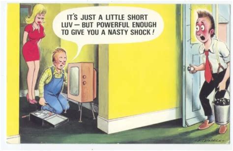 risque television comic postcard tv repairman sexy housewife ca1950 s 8 95 picclick