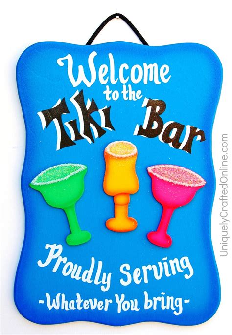 Discover the best tiki bar ideas and tiki bar decor for your bar at home. Funny+Wood+Bar+Sign++Welcome+to+the+Tiki+by ...