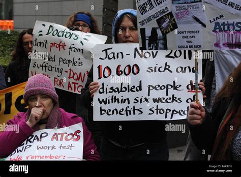 Protesters Stage A Static Demonstration Outside The Atos Headquarters