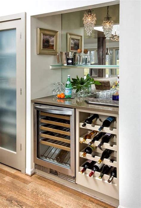 Wine Cooler And Wine Rack Under Shasta Brown Quartz Countertop With