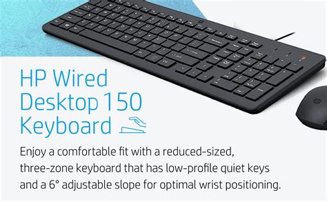 Hp 150 Wired Keyboard And Optical 1600 Dpi Mouse Combo 240j7aa