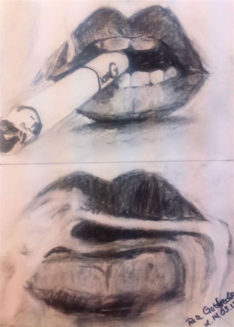 Cigarettes On Lips Just Addicts Pencil Drawing Sugarlipscrub