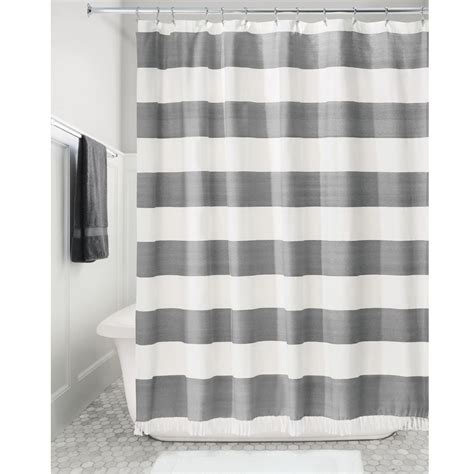 Idesign Wide Stripe Fabric Shower Curtain Charcoal