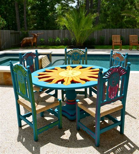 Mexican Carved Sun Table Mexican Home Decor Mexican Furniture