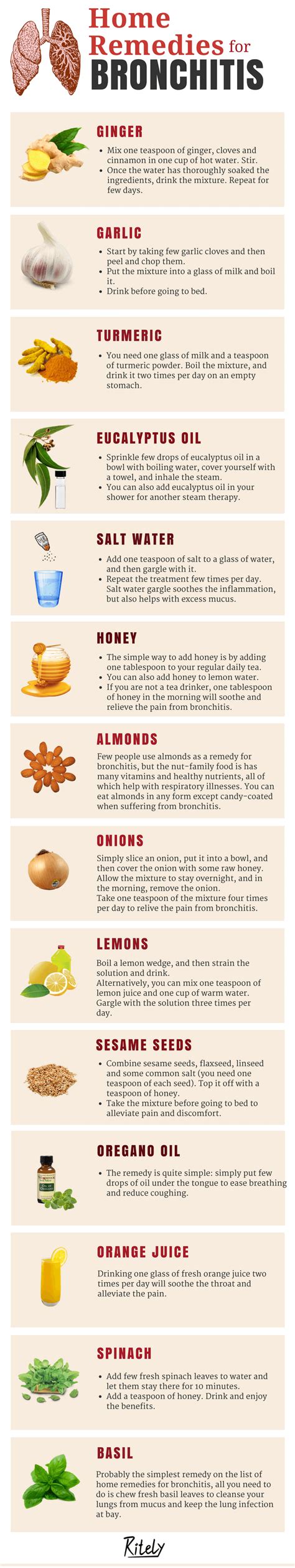 Natural Home Remedies For Treating Bronchitis Infographic