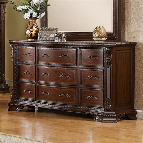 Shop Furniture Of America South Yorkshire Brown Cherry 9 Drawer Dresser