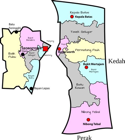 Parliamentary Map Of Penang Malaysia Openclipart