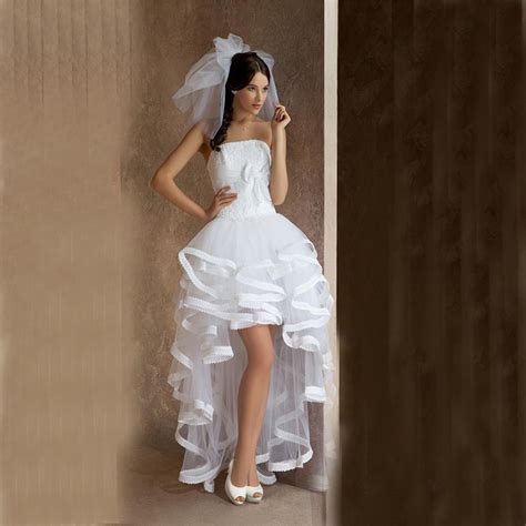 Strapless Short Beach Wedding Dresses Whiteivory Tulle Appliques