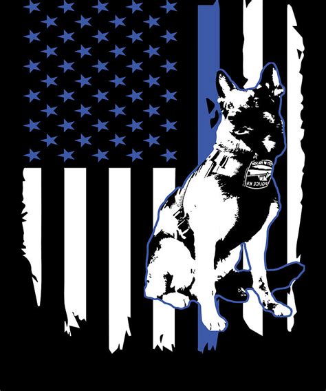 K9 Dog Police Officer American Flag Apparel Usa Thin Blue Line T
